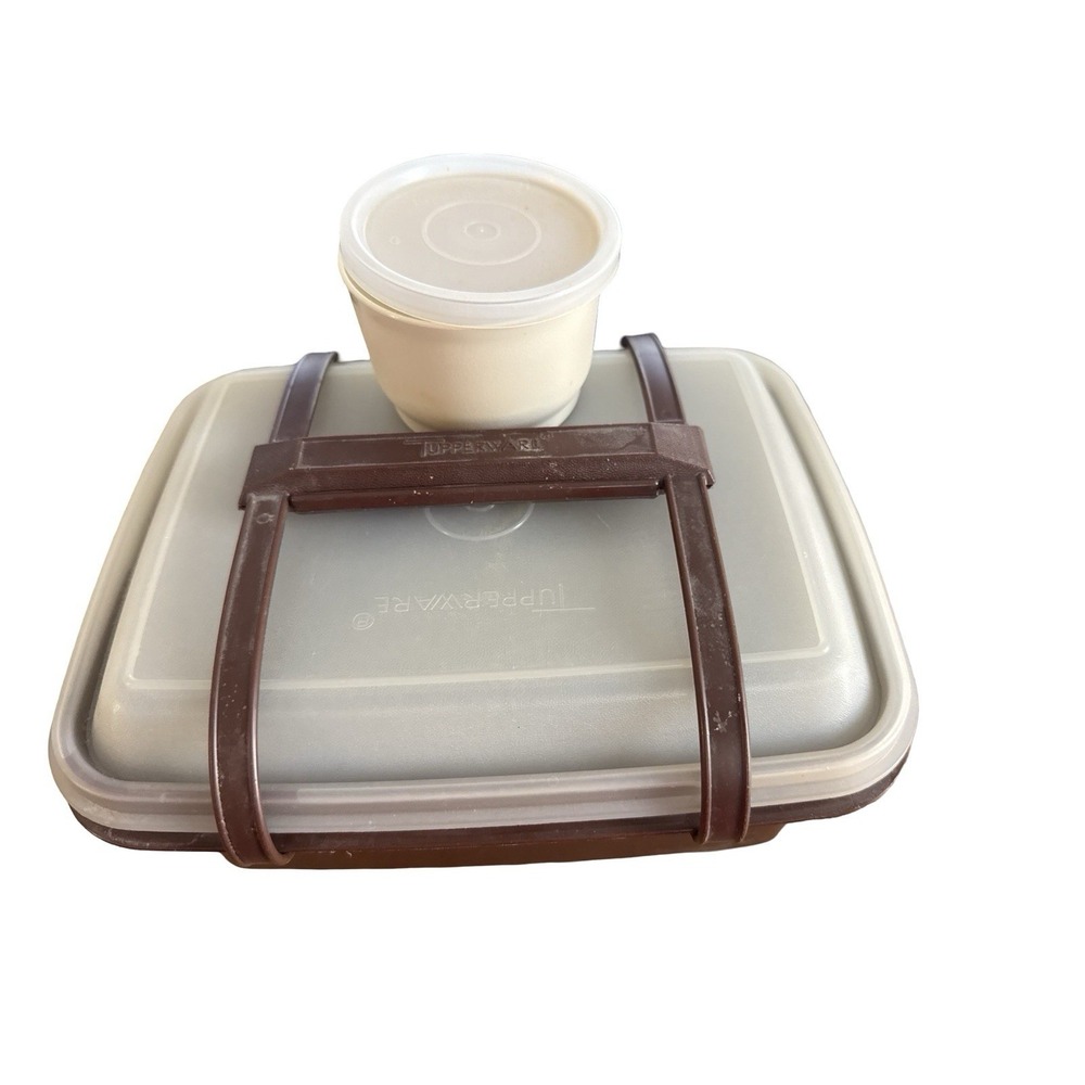 Vintage Tupperware Pak N‎ Carry Lunch Box Carrying Case Handles